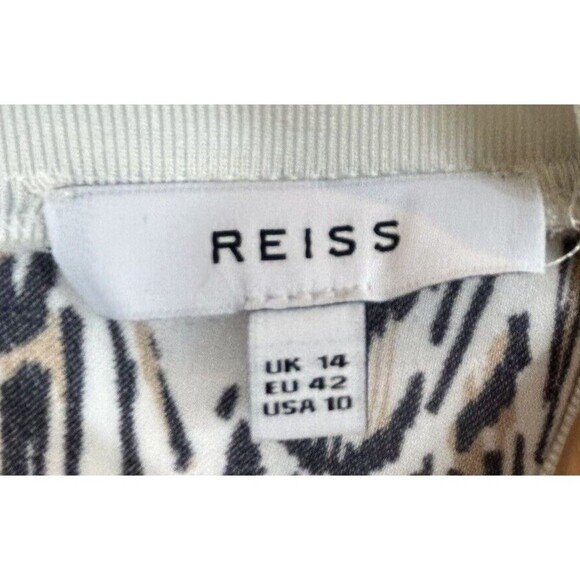 Reiss Blouse Womens Size 10 Ivory Magda Feather Print Mock Neck Poet Sleeve - Picture 12 of 14